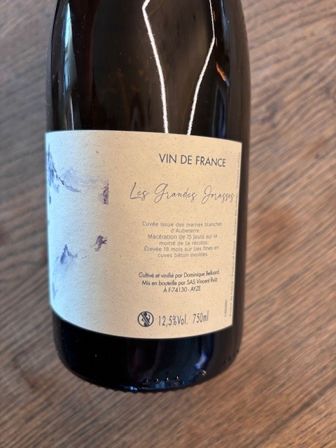 VIN DE SAVOIE LES GRANDES JORASSES 2020 DOMINIQUE BELLUARD